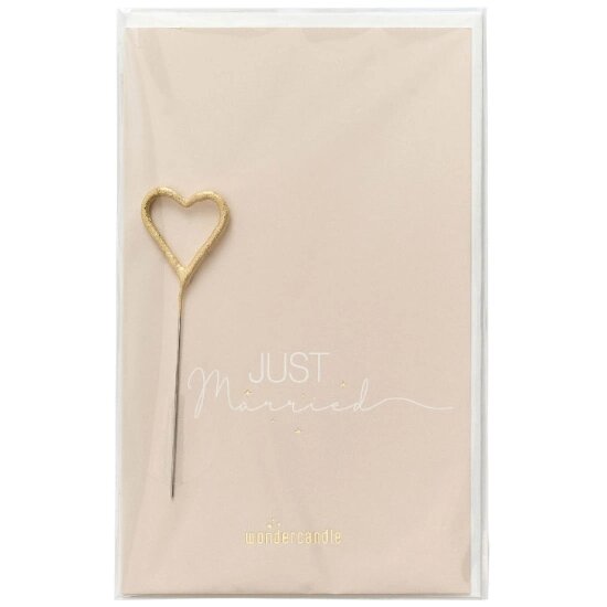 Imagem 0 de Vela Sparkler Com Postal Wondercandle Coração Dourado "Just Married" 32100