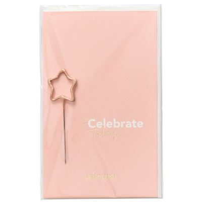 Imagem 0 de Vela Sparkler com Postal Wondercandle Estrela Rose Gold "Celebrate Today
