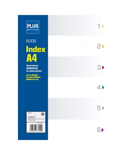 Separadores A4 Índice Numérico 6 Unidades 1