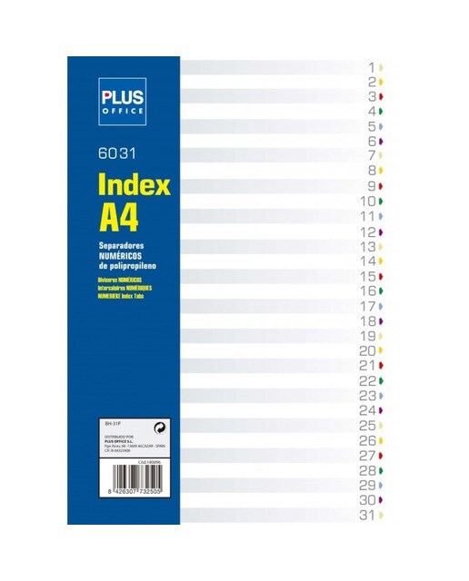 Separadores Numéricos A4 Flexíveis 31 Unidades 1