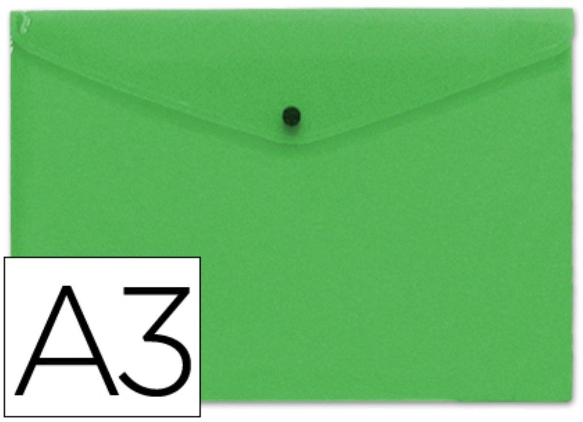 Envelope porta-documentos de plástico A3 Verde Liderpapel 1