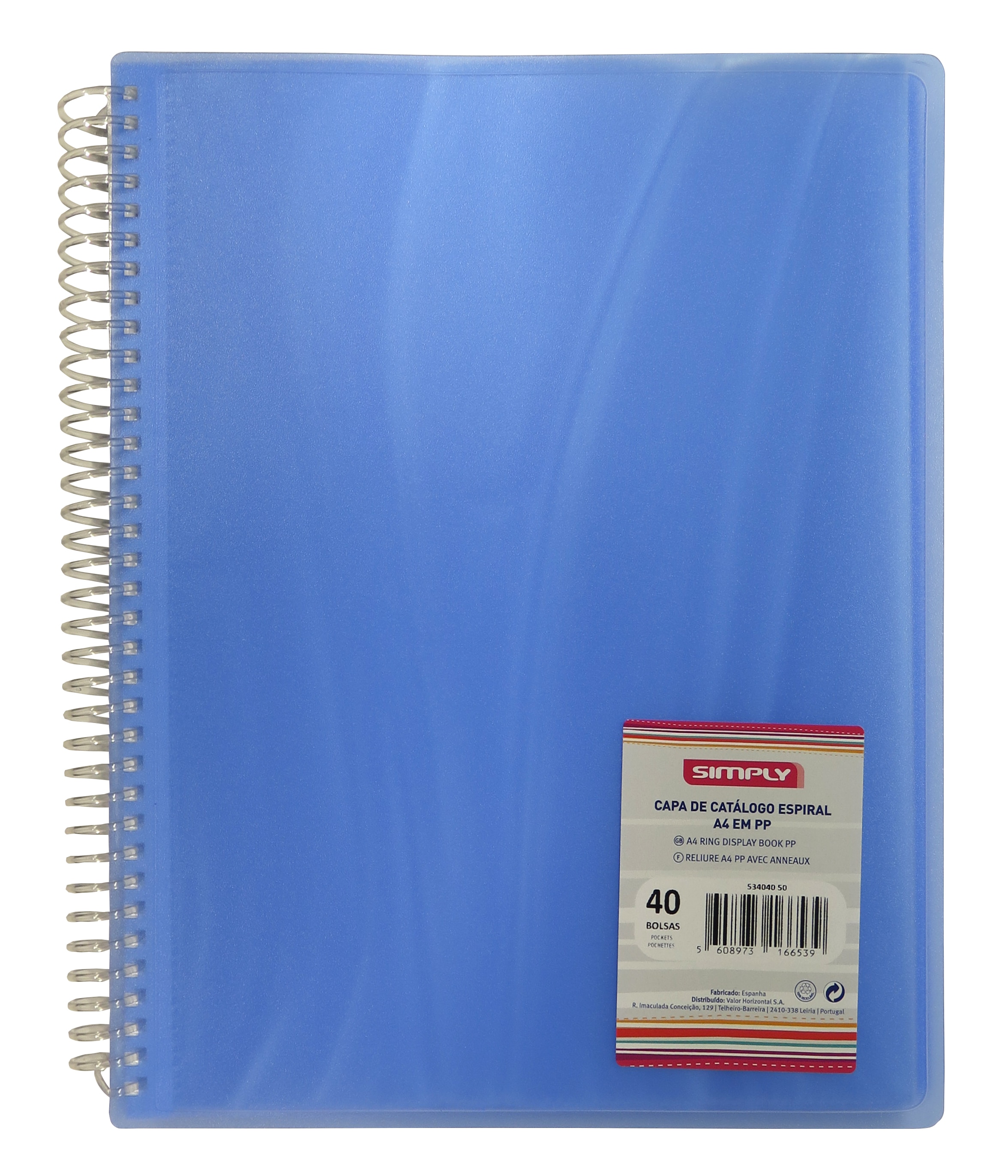 Capa Espiral Simply 40 Bolsas Azul 1