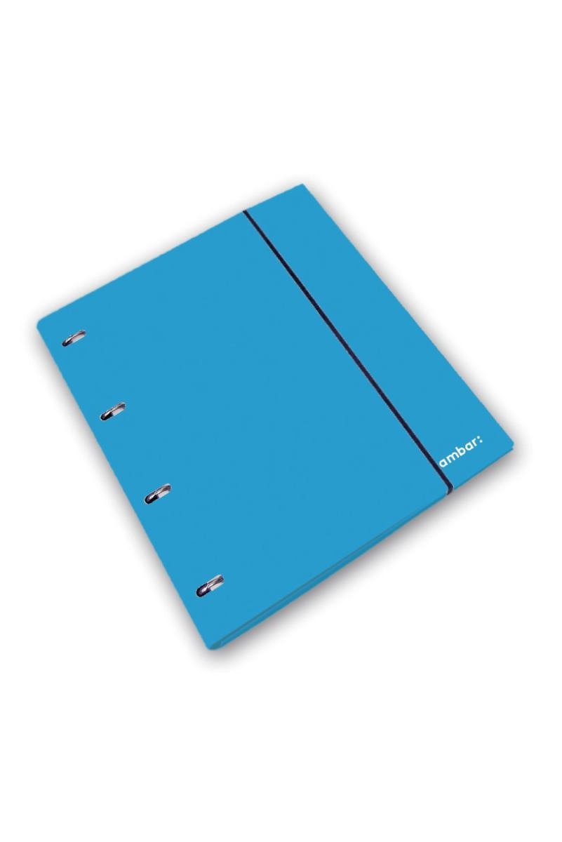 Capa Ambar School A4 4 Argolas com Pautada Ambar 4