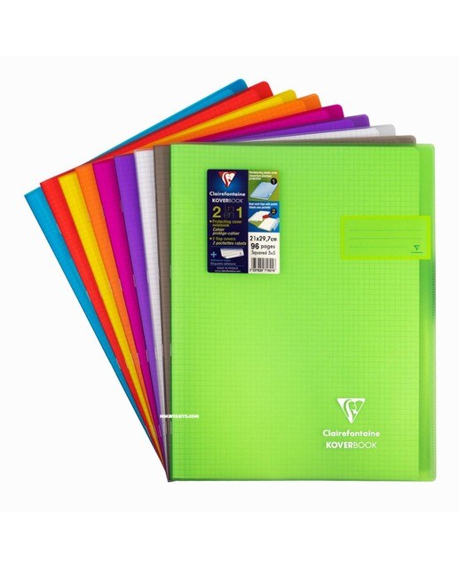 Caderno KoverBook, com Capa Transparente A4, 48Fls 5X5 Quadriculado, Clairefontaine 1