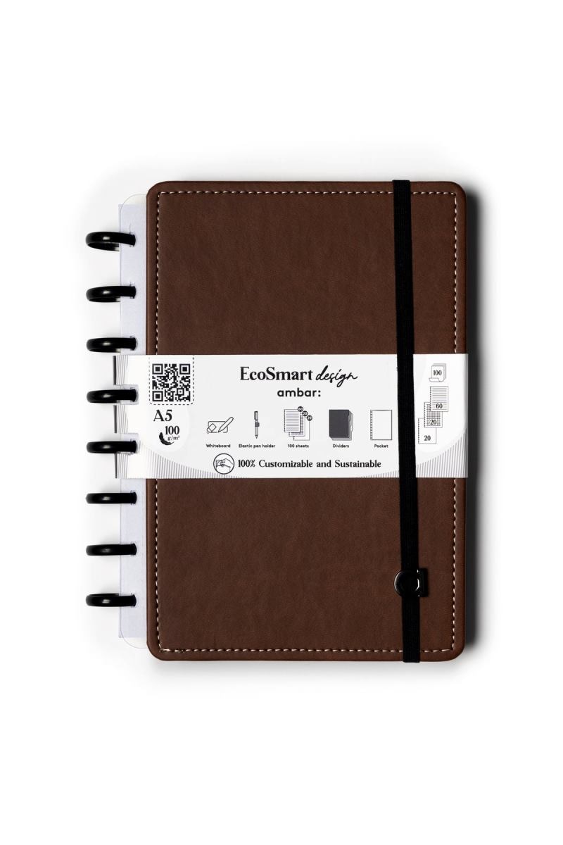 Caderno EcoSmart A5 PU Ambar Castanho 1