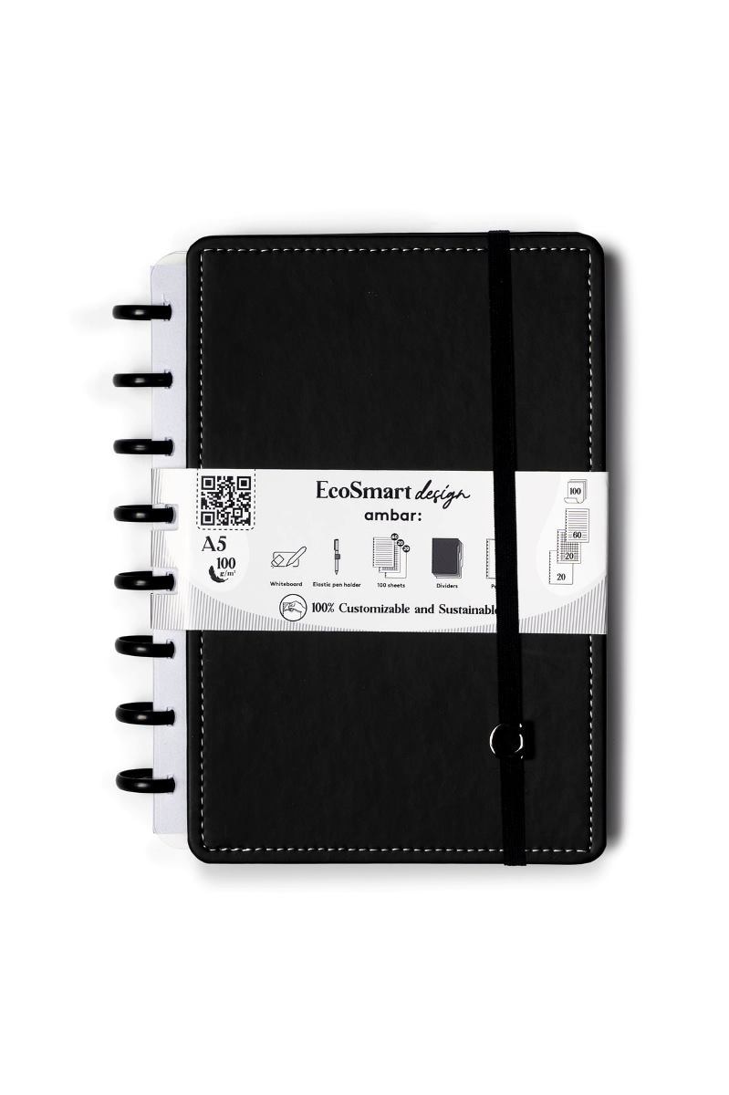 Caderno EcoSmart A5 PU Ambar Preto 1