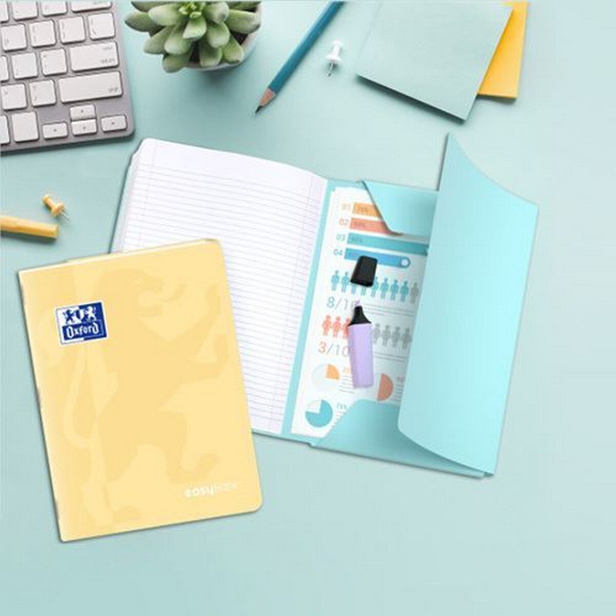 Caderno Agrafado Oxford EasyBook A4 Pautado Pastel 2
