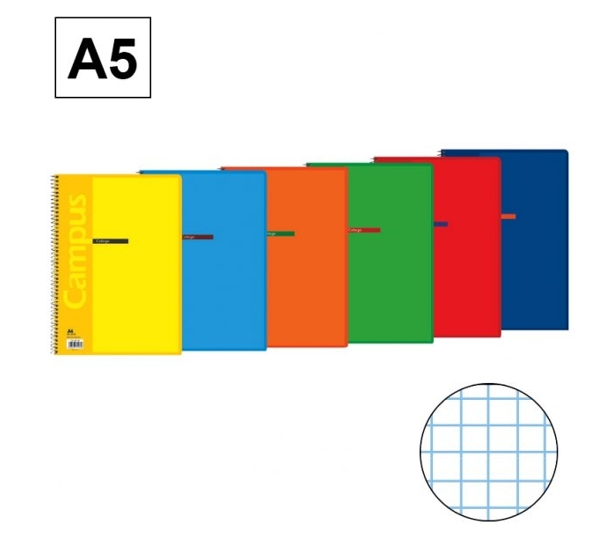 Caderno A5 em Espiral de Capa Dura Quadriculado Campus 1