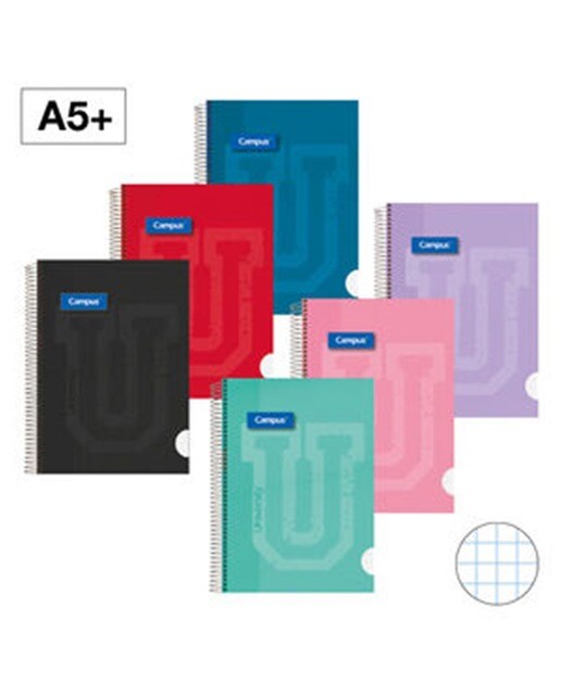 Caderno A5 em Espiral Quadriculado Campus 1