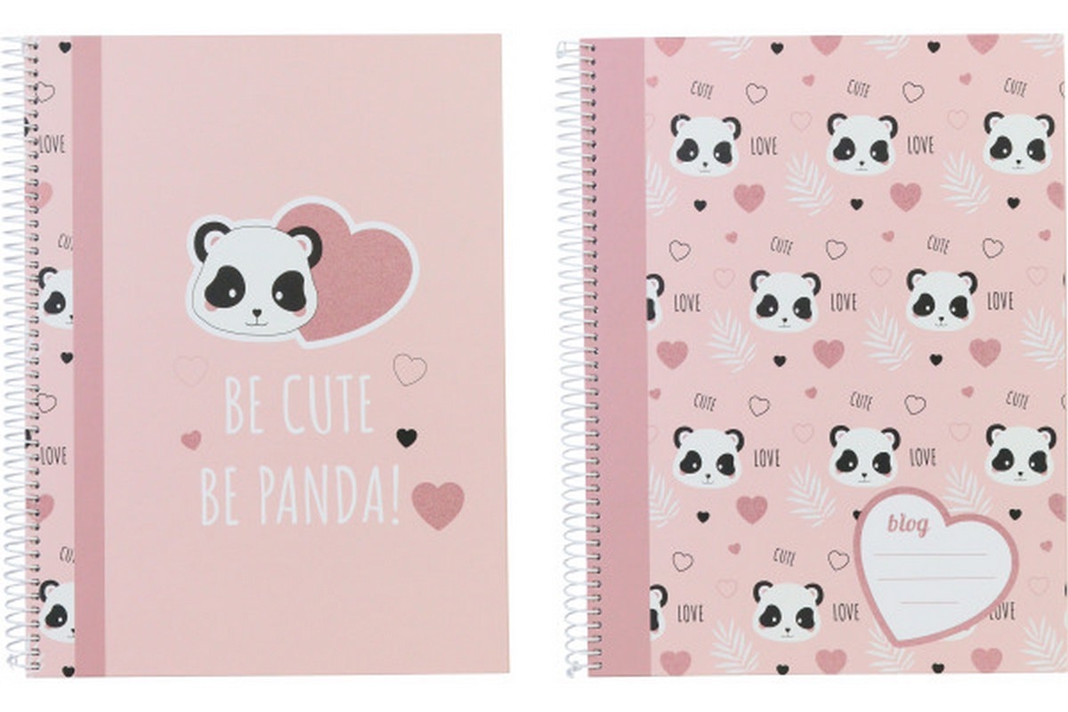 Caderno Espiral Quadriculado Capa Dura A4 80F B'LOG CUTE PANDA 1