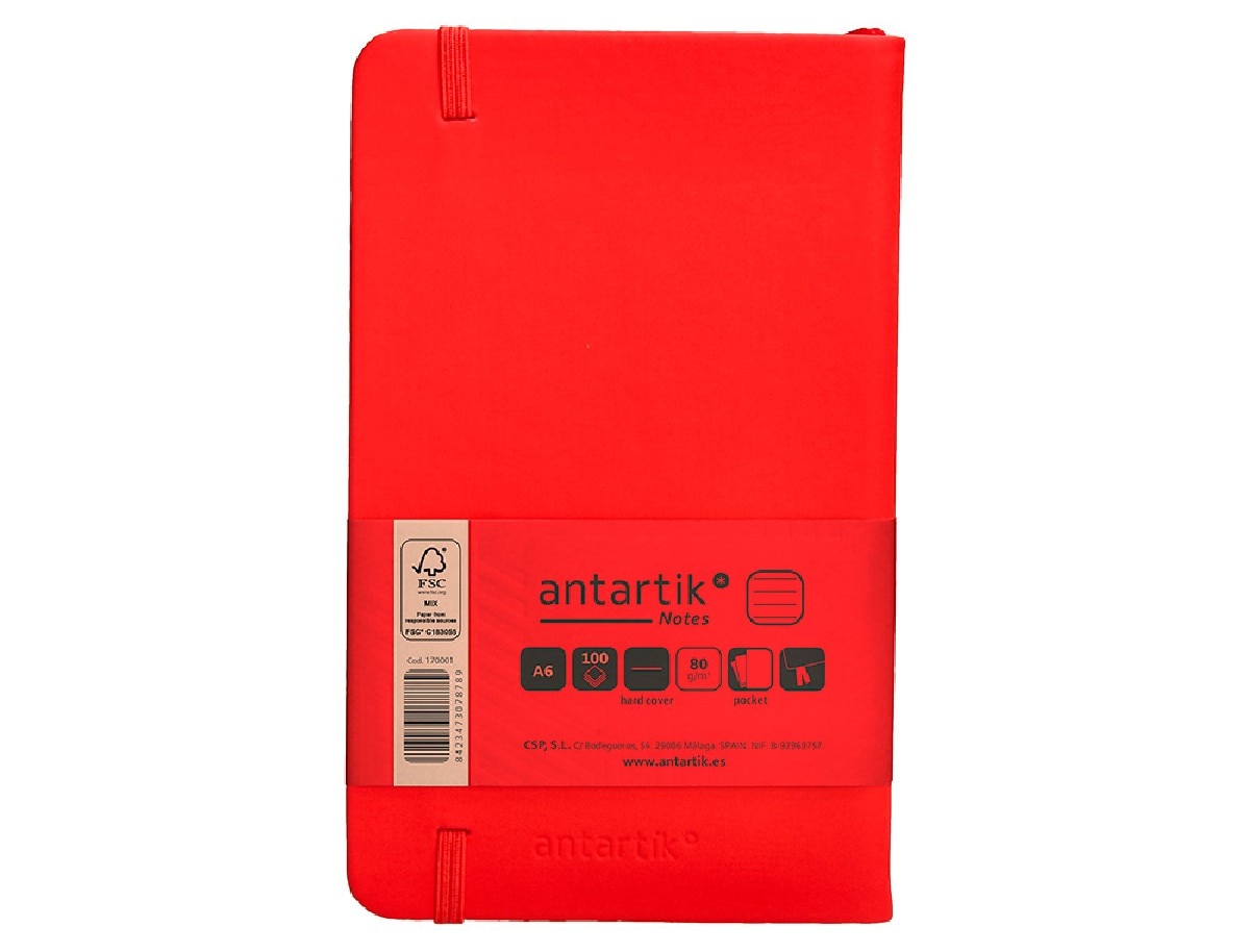 Caderno com elástico antartik notes capa dura A6 vermelho 2