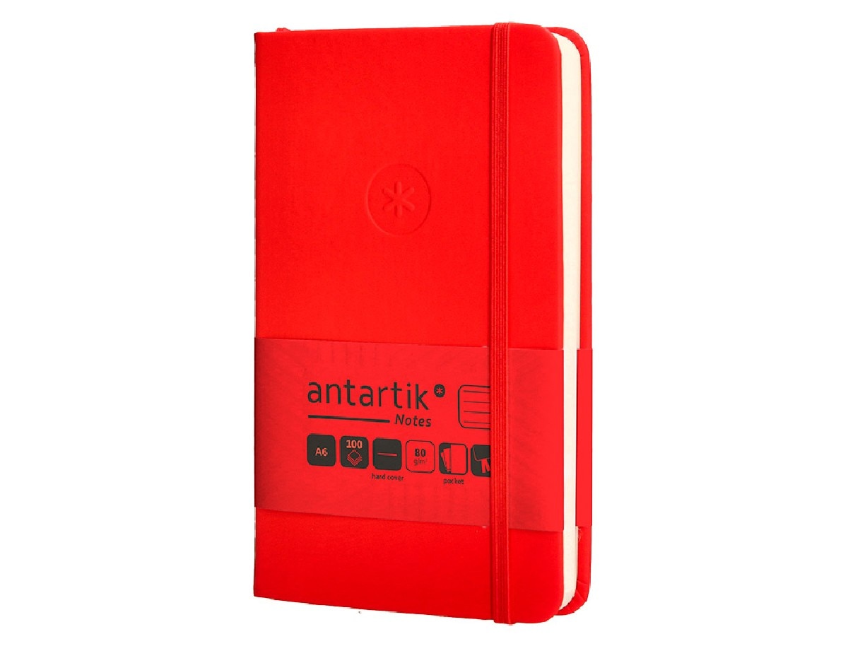 Caderno com elástico antartik notes capa dura A6 vermelho 3
