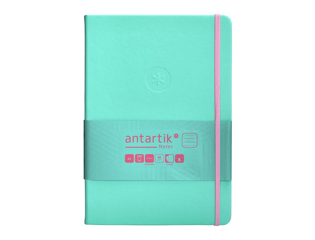 Caderno de notas antartik com elástico capa dura A5 cor-de-rosa e turquesa 1