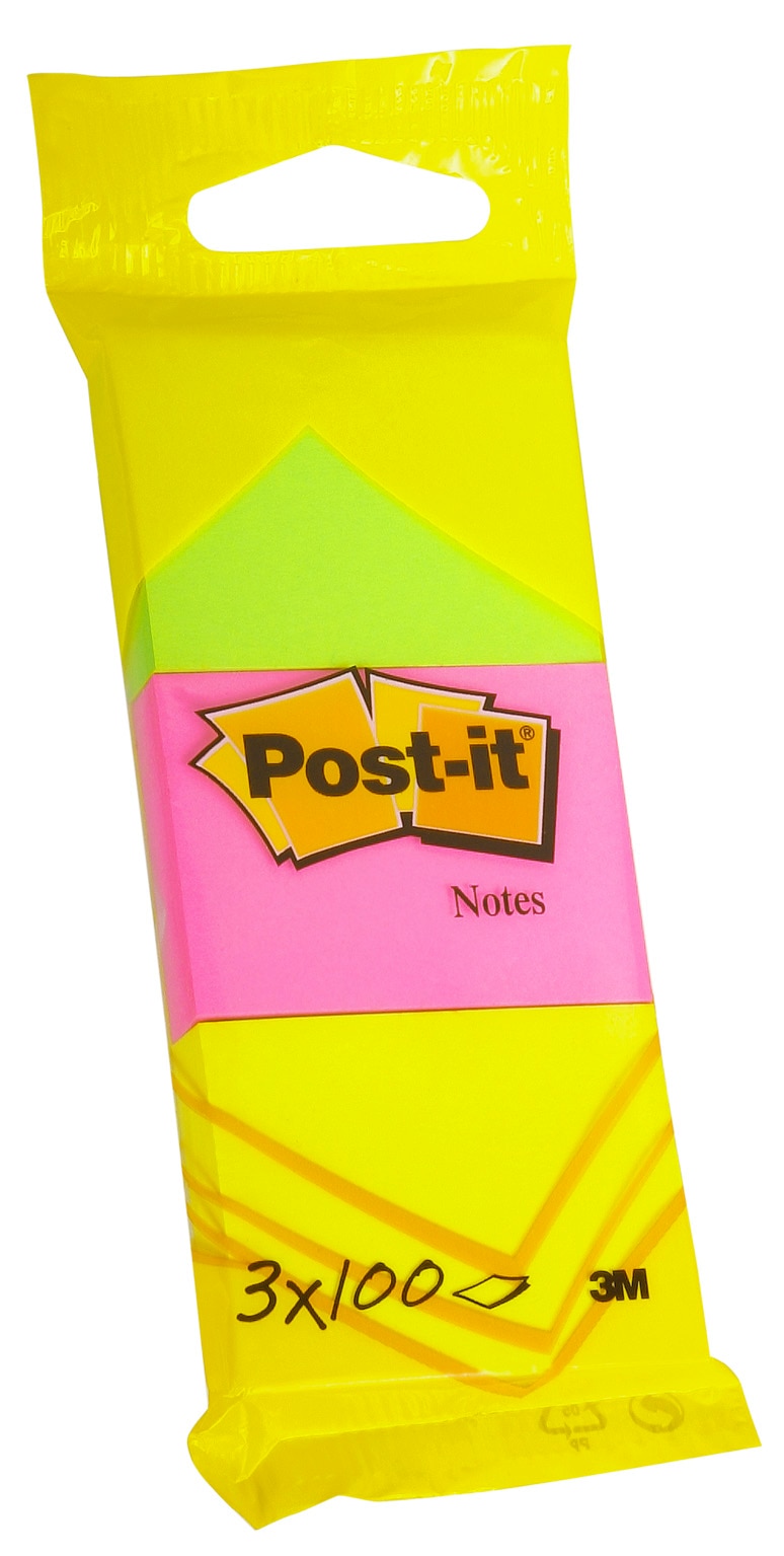 Imagem 0 de Notas Adesivas Reposicionáveis em Pack de 3 Blocos 100 Folhas/Bloco - 38x51 mm
