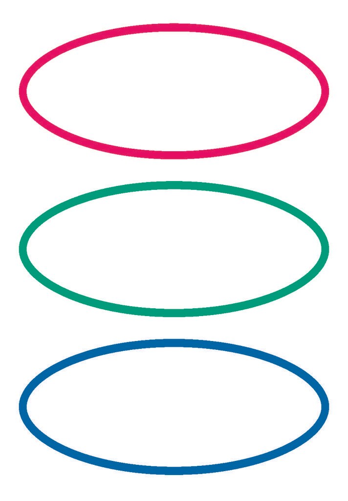 Etiqueta Adesiva Oval 78 x 36 mm com rebordo vermelho/verde/azul Herma 2