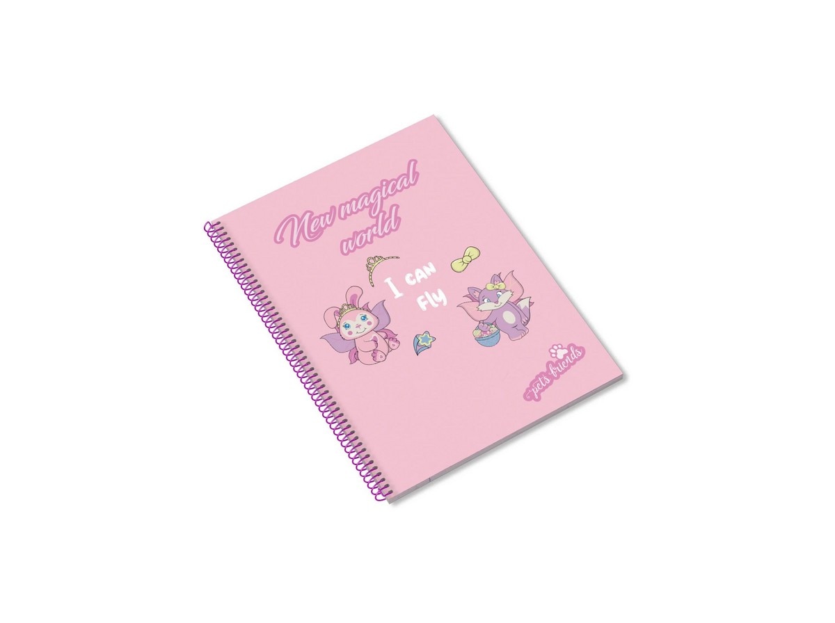 Caderno Espiral A4 Pets Friends Magical World Quadriculado 2