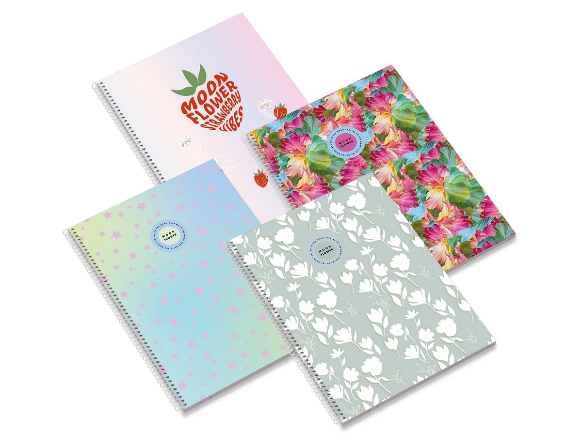 Caderno Espiral Capa Dura A4 80F 90G Teen Moonflower Quadriculado 24 Ambar 1