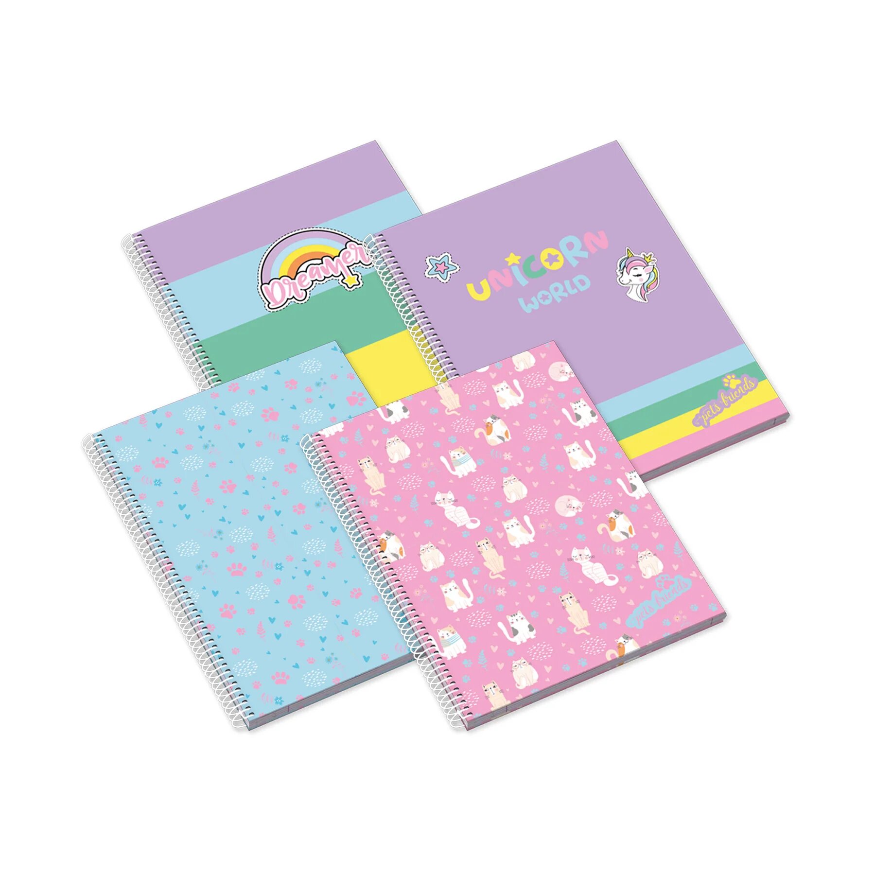 Caderno Espiral Capa Dura A5 80F 100G Pets World Pautado 5