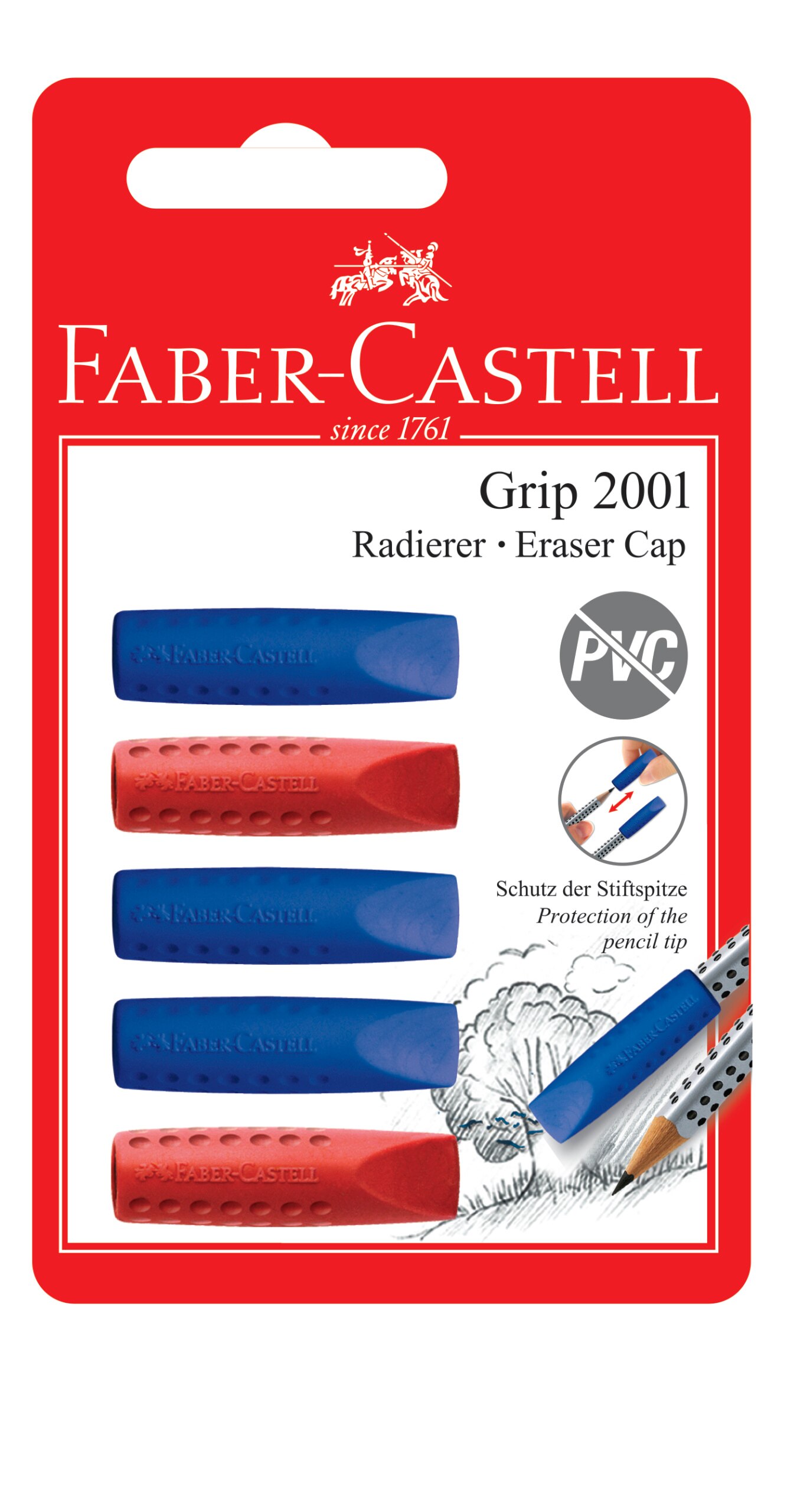 Blister com 5 Borrachas Grip 2001 Faber-Castell 1