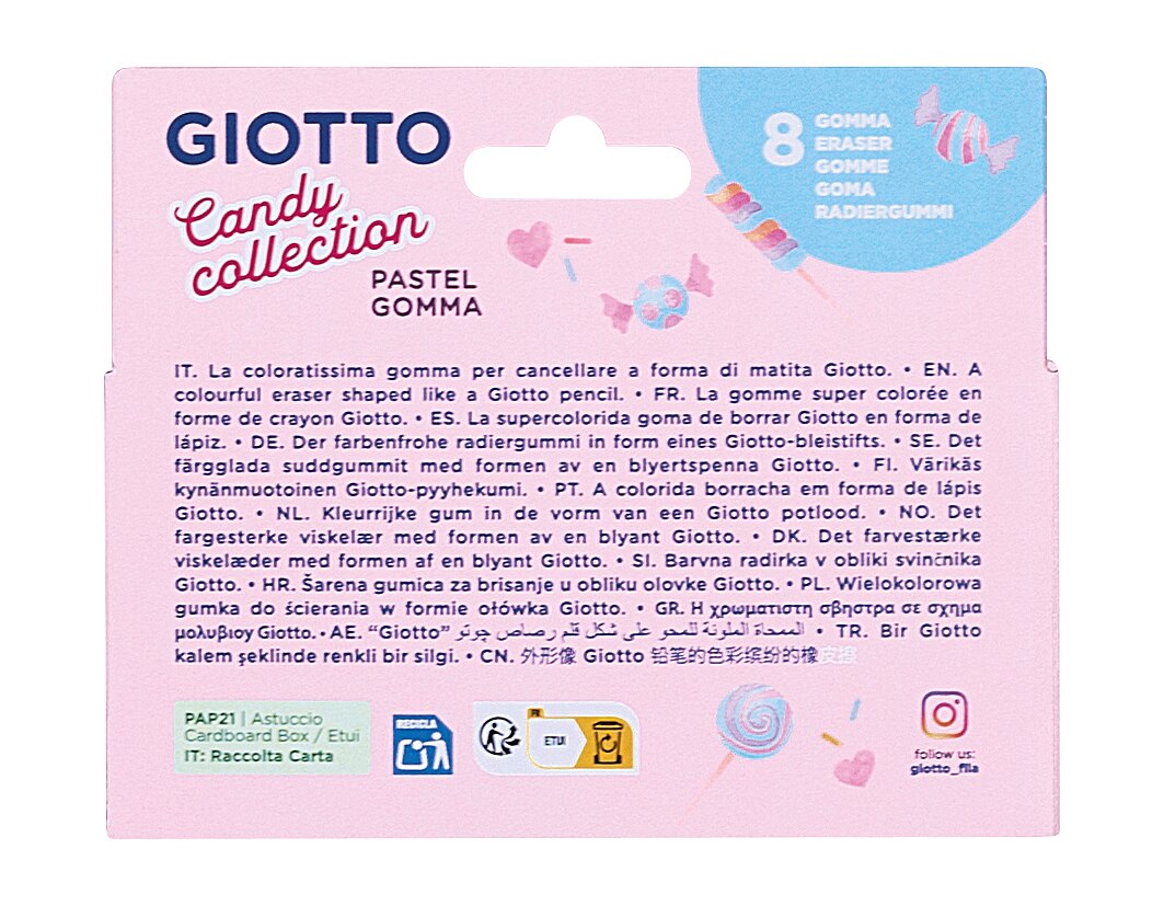 Giotto Borracha Pastel Gomma Candy Collection - Cx 8 uds 2