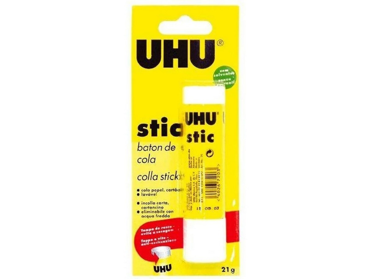 Cola escolar em stick transparente UHU Amarelo-1