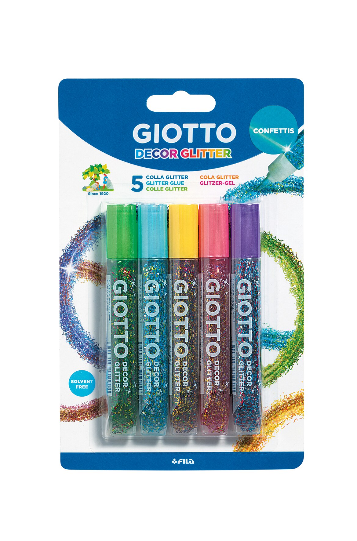 Imagem 0 de Giotto Cola Decor Glitter Glue Confettis 10,5ml Blister - 5 Uds.