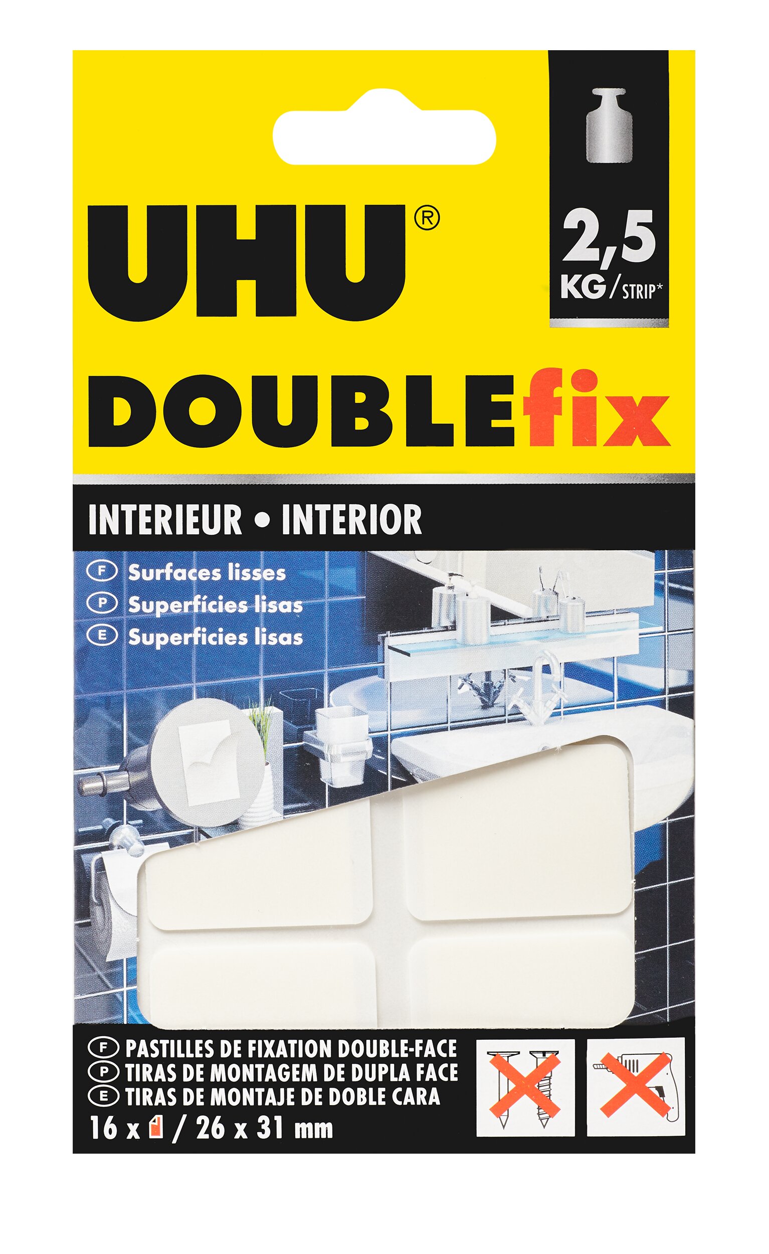 Fita Adesiva UHU Doublefix Interiores - 16 tiras 1