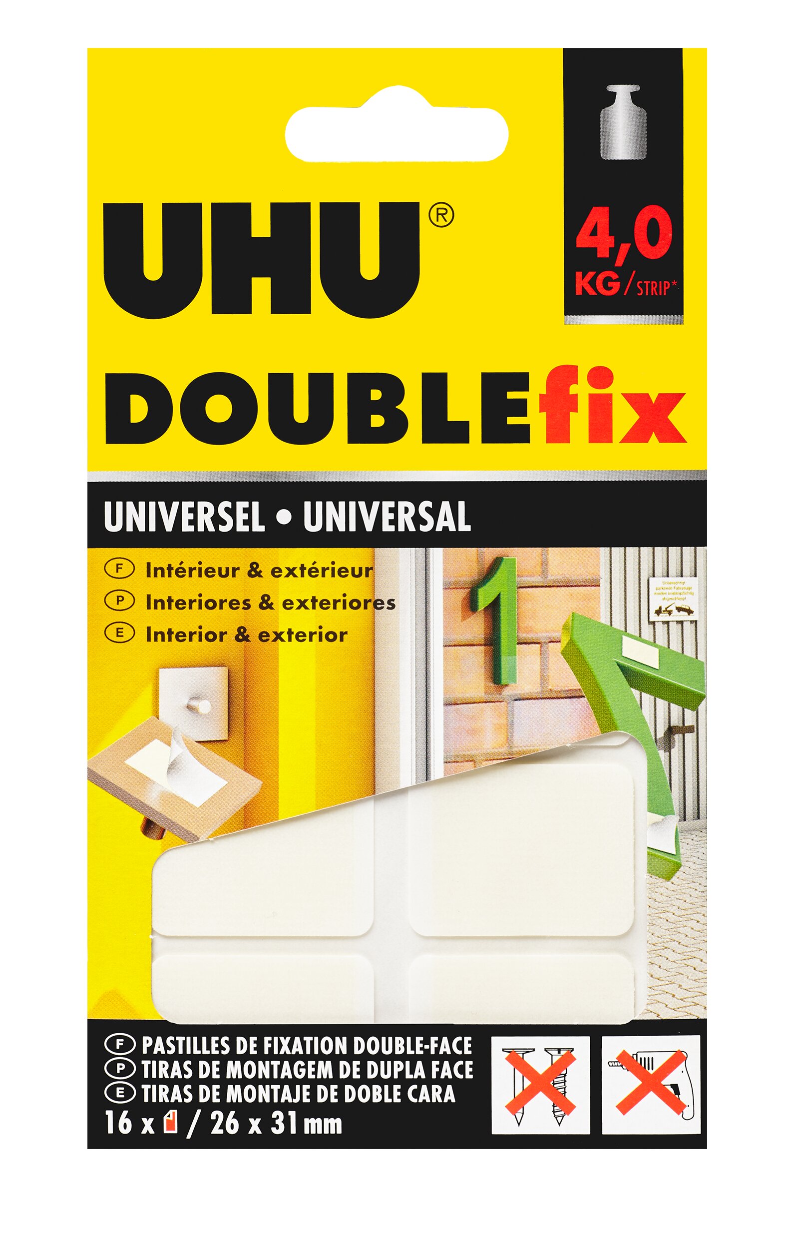 Pastilhas Fixação UHU Doublefix Universal - 16 tiras 1