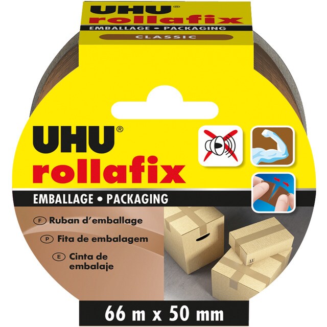 Imagem 0 de Fita embalagem UHU Rollafix castanho - 66mm x 50mm