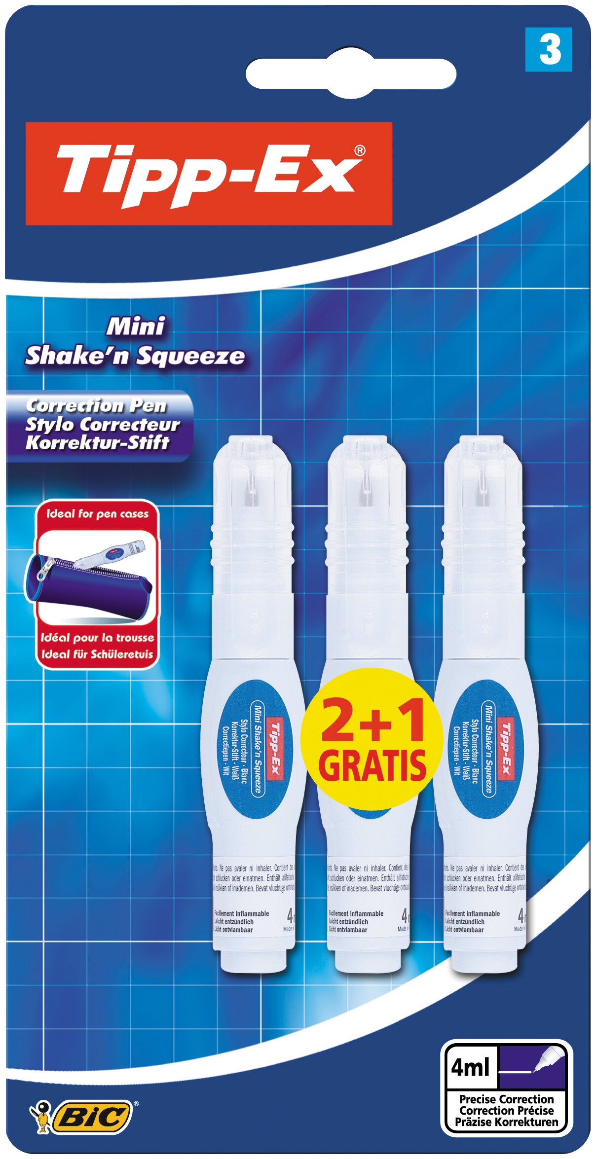 Imagem 0 de Pack de 2+1 Canetas Esferográficas de Correctores Líquidos Tipp-Ex, Mini Shake&Squeeze