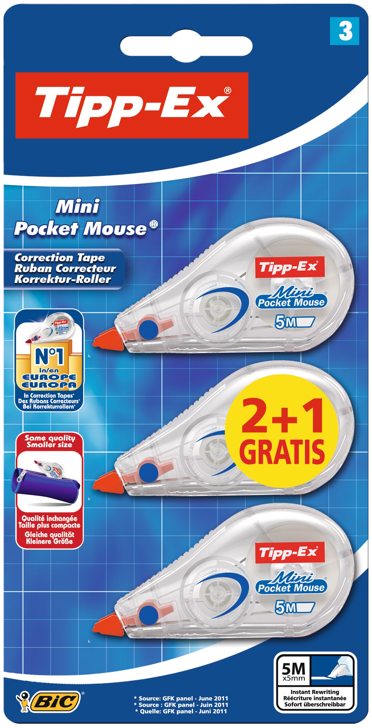Imagem 0 de Pack de 2+1 fitas correctoras Tipp-Ex Mini Pocket Mouse