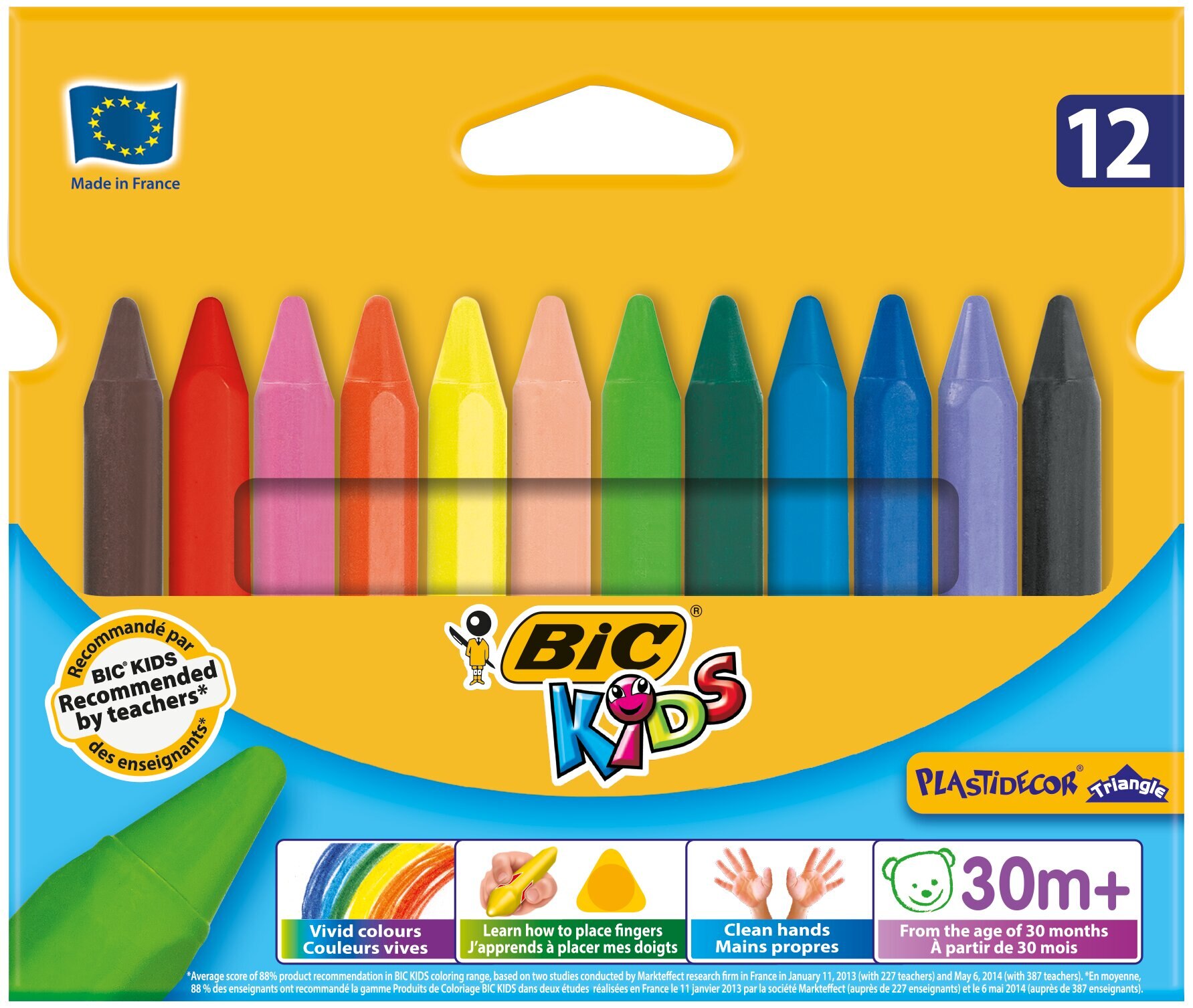 Imagem 0 de Pack de 12 lápis de cera de plástico de colorir Kids Plastidecor Triangle