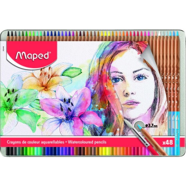 48 Lápis Aquareláveis Metal 1