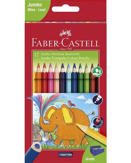Caixa de 12 lápis de cor Jumbo triangulares 1