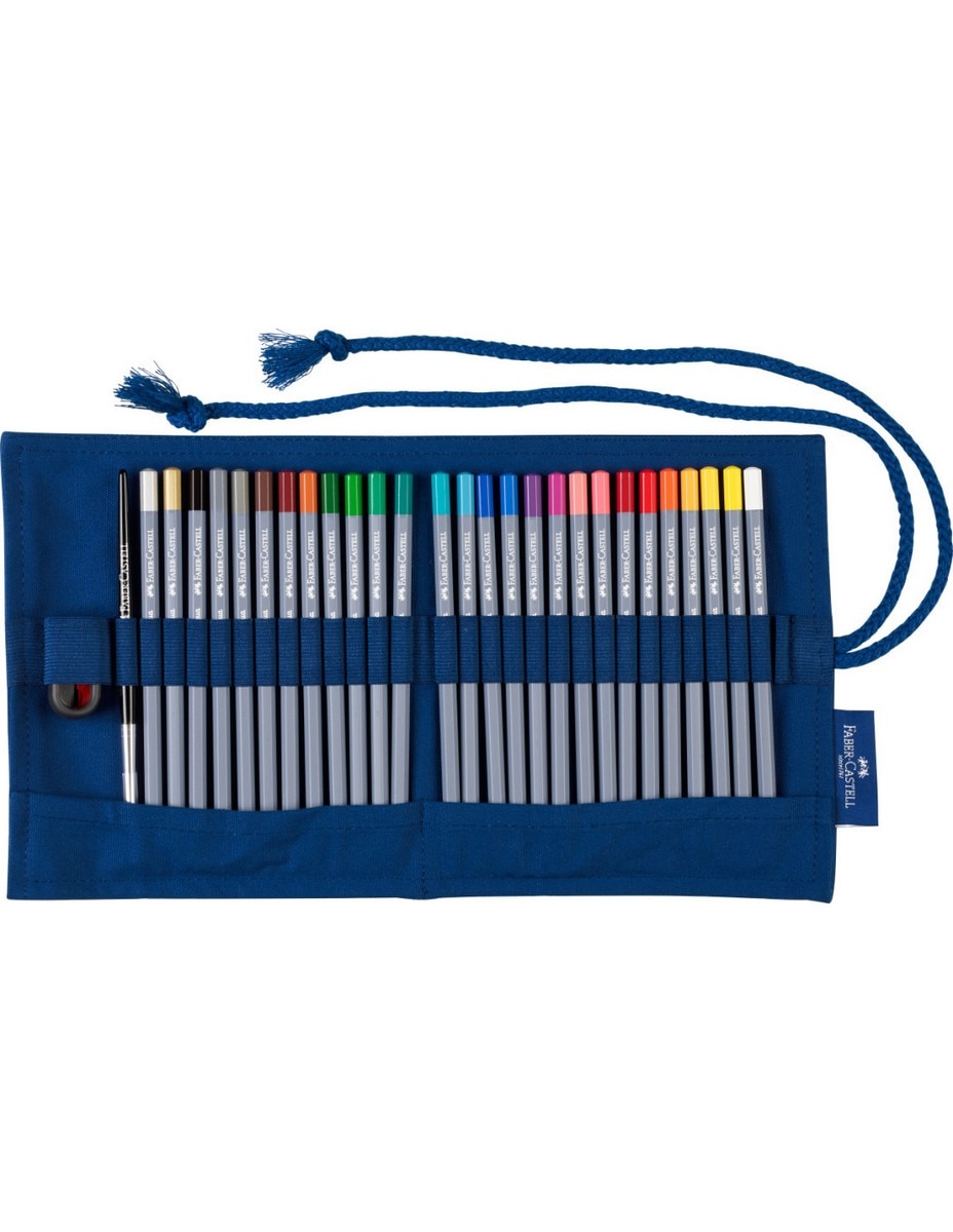 Conjunto de estojo enrolável com lápis de aguarela 27 cores douradas - Faber Castell 1
