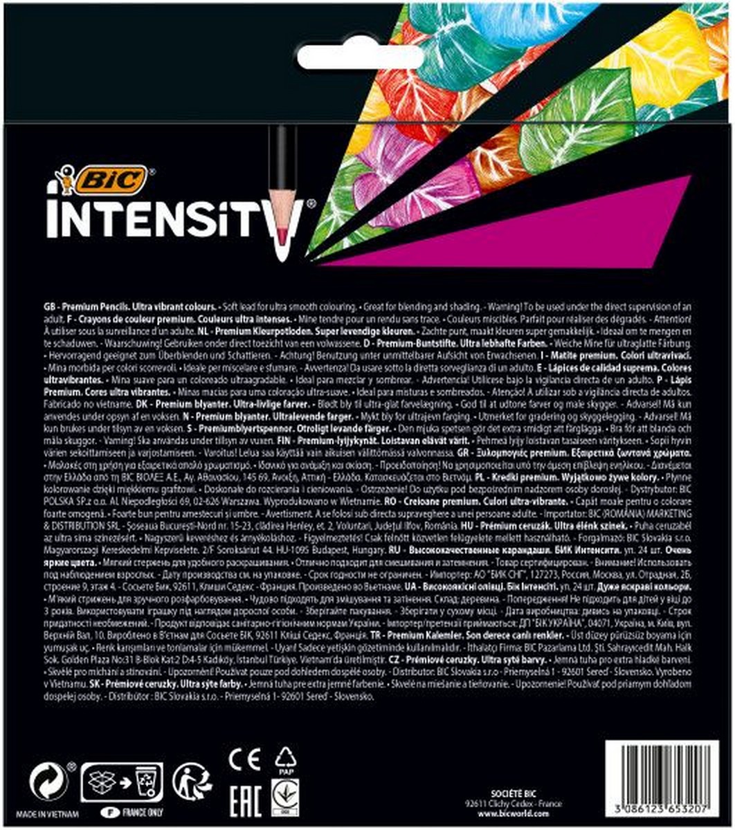 24 Lápis de cor de madeira BIC Intensity Premium 2