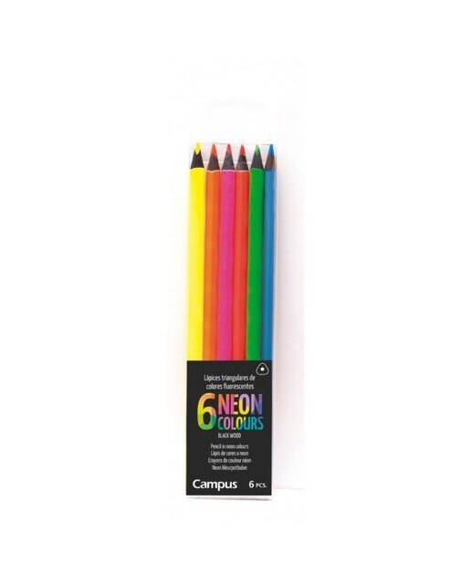 Conjunto de 6 Lápis Triangulares de Cor Néon Campus 1