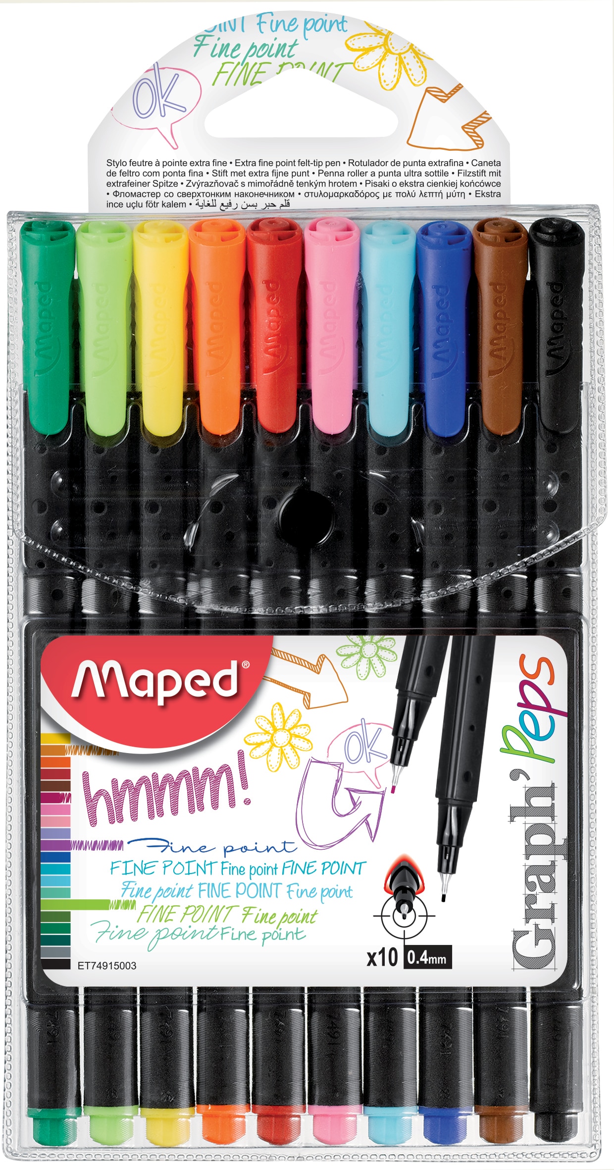 Canetas de Cor de ponta fina Maped Graph Peps Fineliner 10 unidades 1