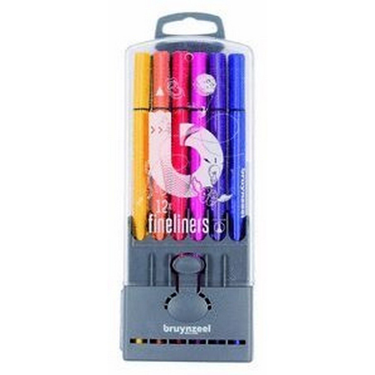 Conjunto de 12 Marcadores de Ponta Fina Multicolor/Cinzento-2