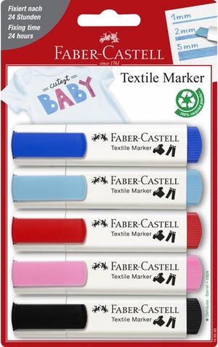 5 Marcadores Textil Faber-Castell 1