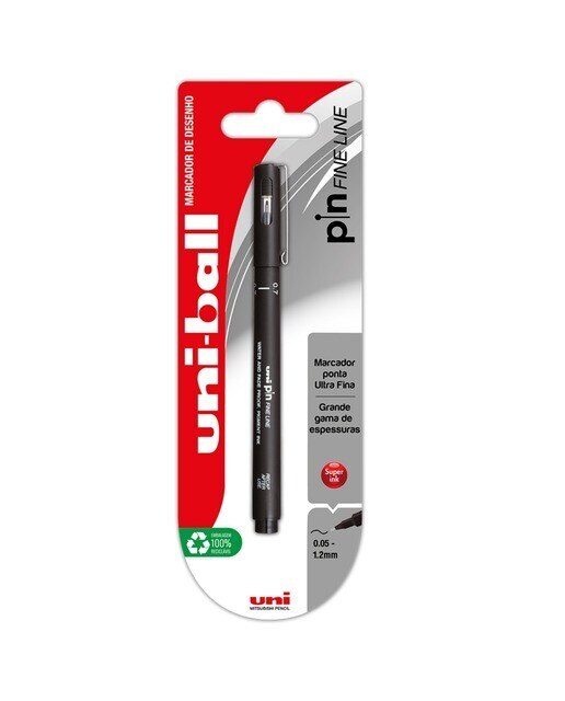 UNI Marcador Desenho Fineliner Pin, Ponta Ultrafina de 0,7 mm 1