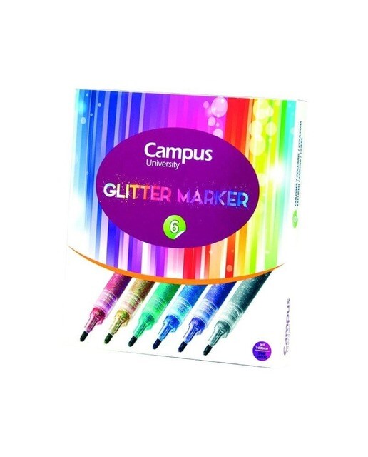 Marcadores Glitter Campus 6 Unidades 1