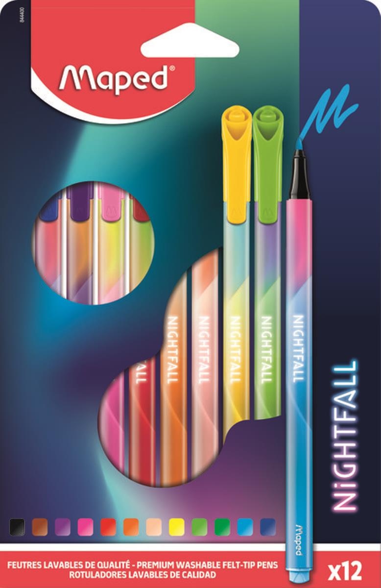Pack 12 Canetas de Feltro de Cores Nightfall - Multicolor Multicolor-1