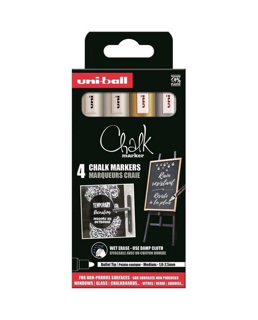 Imagem 0 de Marcador de giz líquido Uni pwe-5m blister 2 branco ouro prata