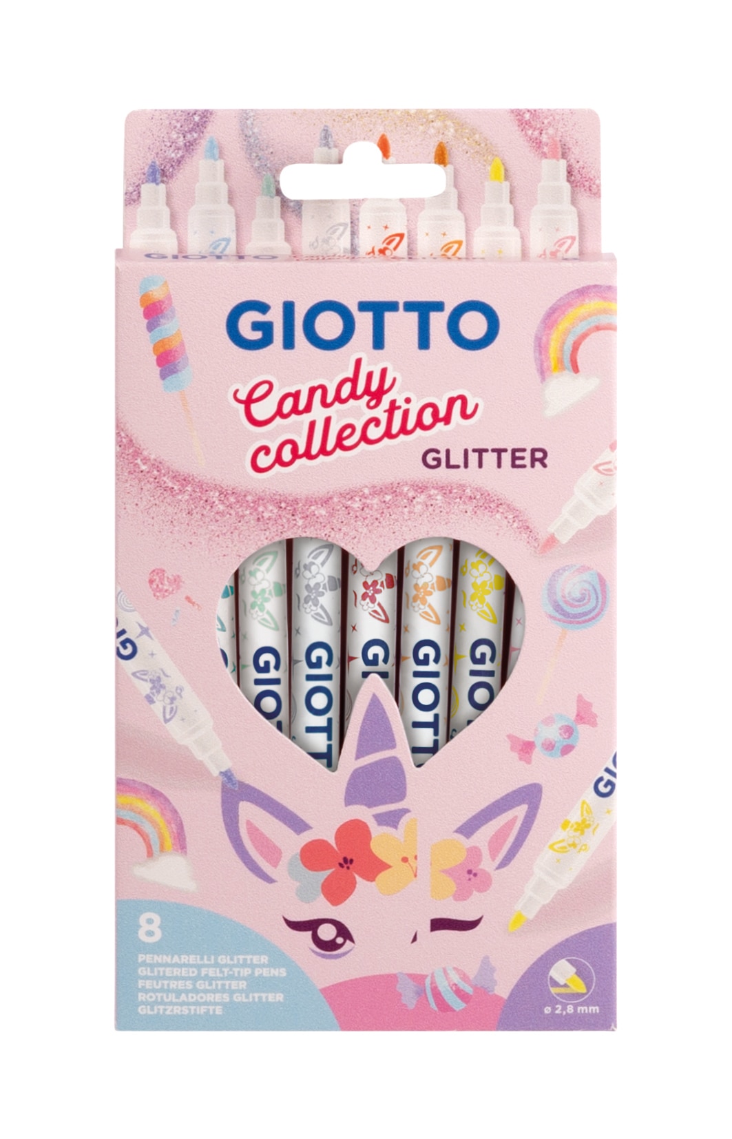Imagem 0 de Giotto Marcadores Turbo Glitter Candy Pastel - Cx 8 uds