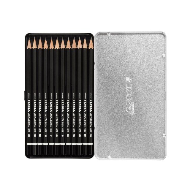 Lápis Grafite Lyra Rembrandt Art Design Cx. metal 12 uds 2