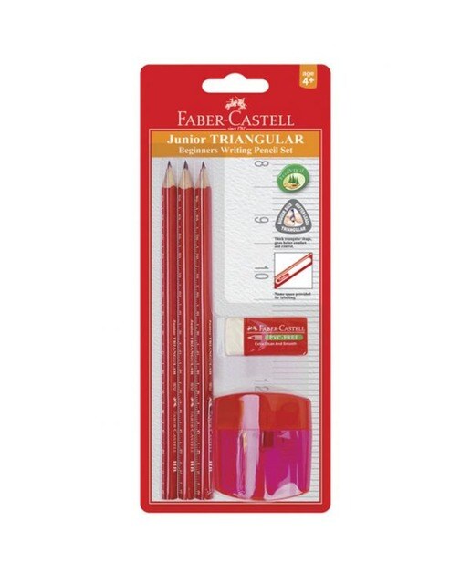 Blister 3 Lápis + Borracha + Afia Junior Triangulares Faber-Castell 1