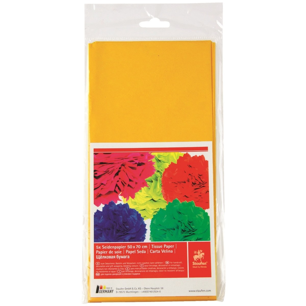 Embalagem Papel de Seda Staufen 5 Folhas - Amarelo Canário 1