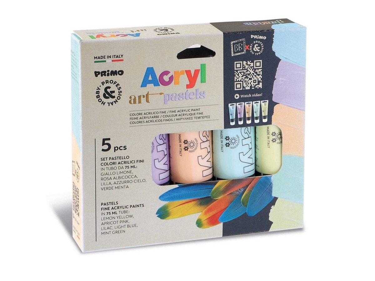 5 tubos de pintura acrílica pastel PRIMO 1