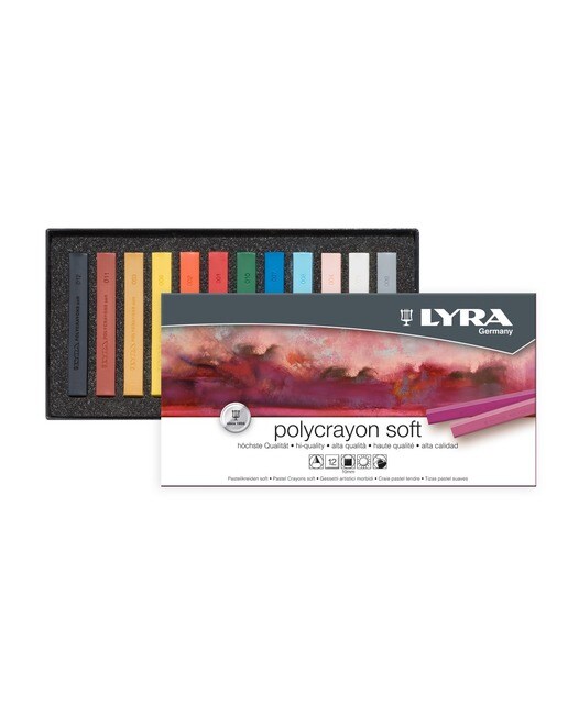 Caixa Pastel Seco Polycrayon Soft 12 Cores Lyra 1